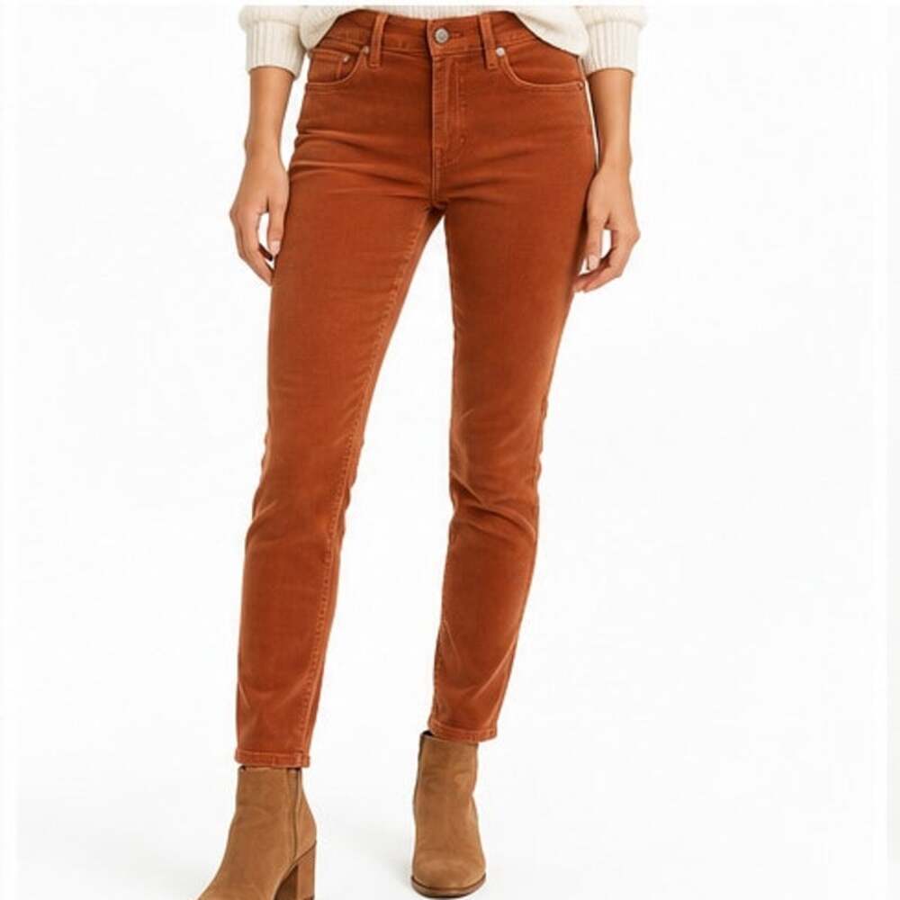 Pilcro Anthropologie High Rise Skinny Corduroy Pants Rust Orange Size 27